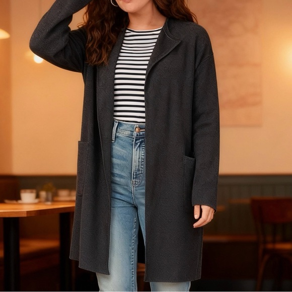 J. Crew Sweaters - J. Crew charcoal Grey collarless sweater-blazer